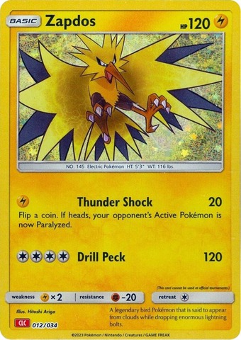 Zapdos - 012/034 - Trading Card Game Classic